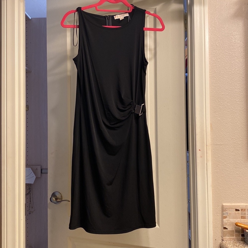 Black Sleeveless Buckle Ruched Sheath dress 
Brand new MICHAEL Michael Kors